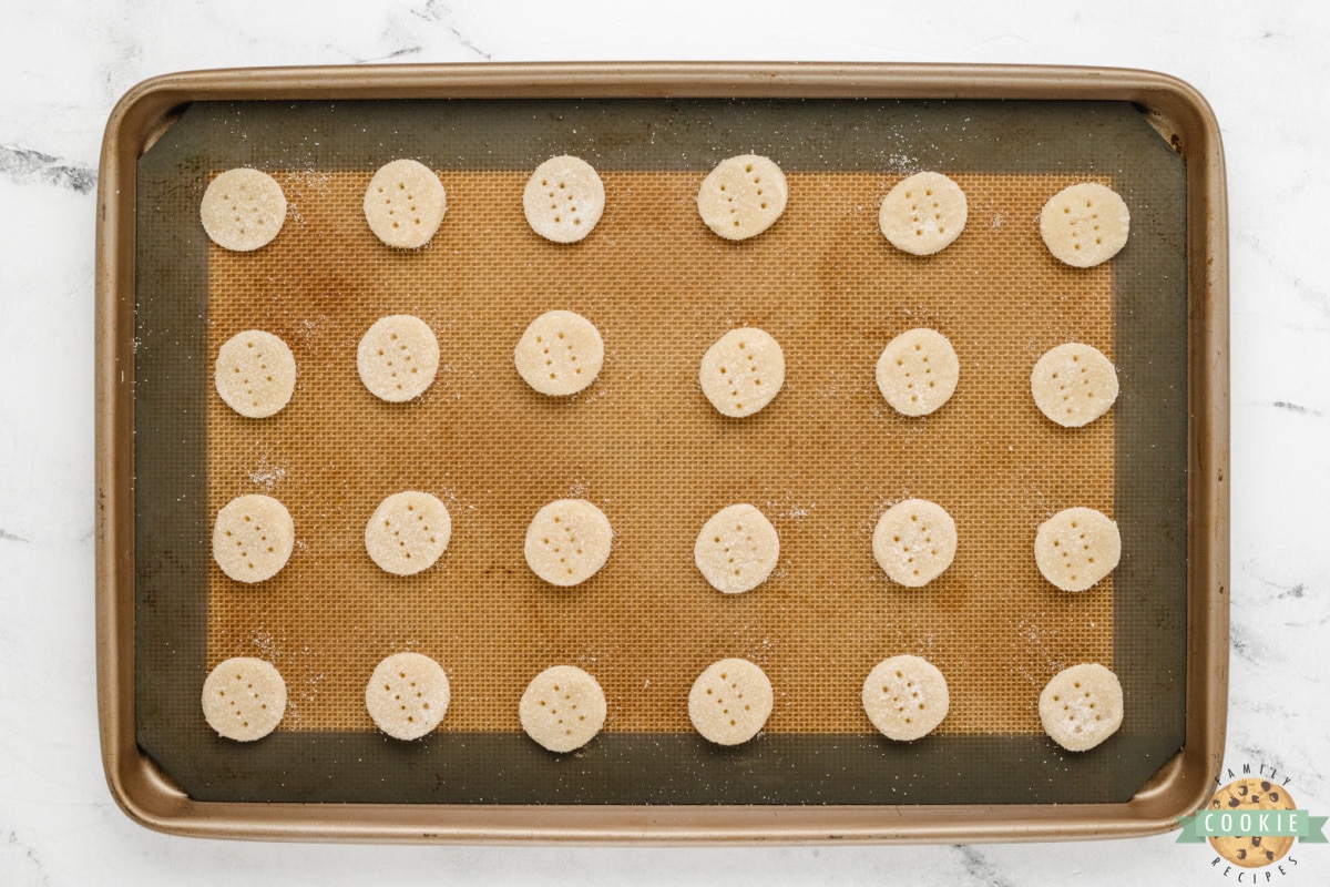 Tiny shortbread cookies ready to bake. 