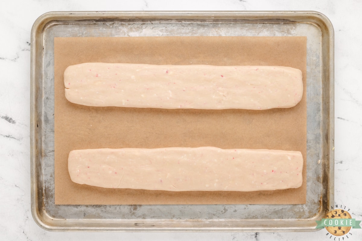 Divide dough in half and roll into rectangles. 