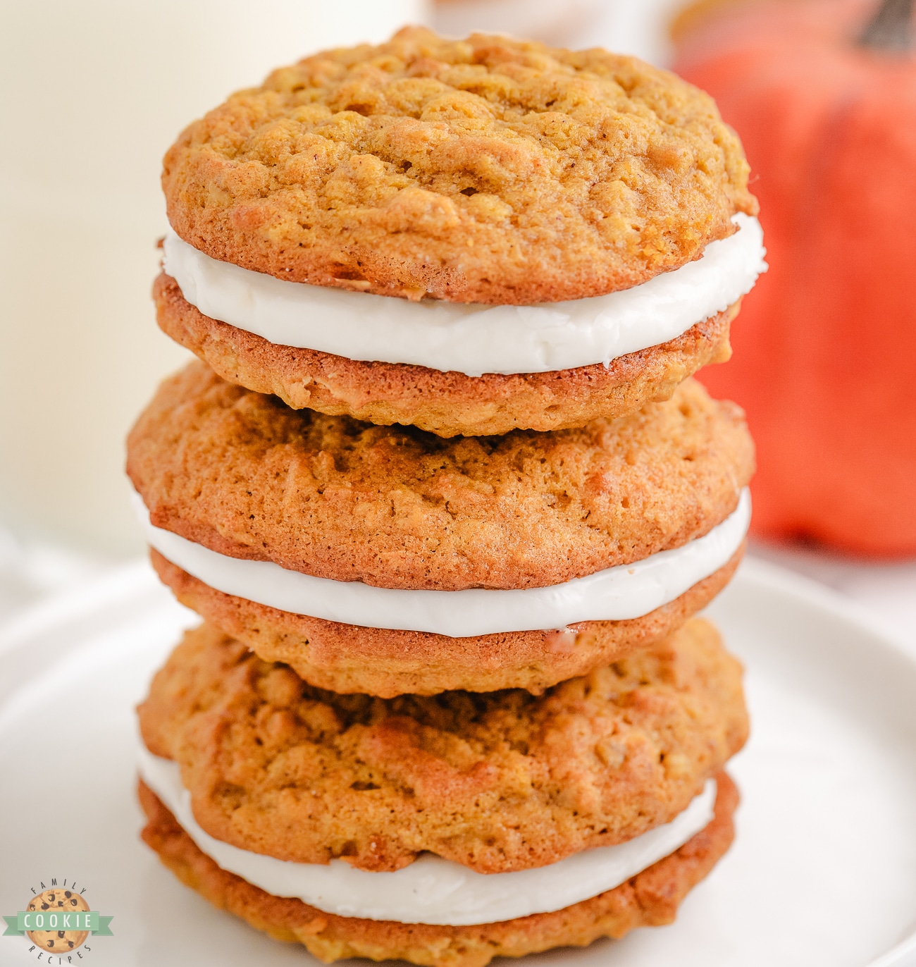 stack of pumpkin oat sandwich cookies