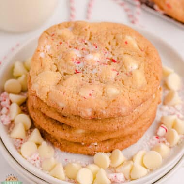 stack of peppermint white chocolate cookies