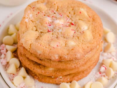 stack of peppermint white chocolate cookies