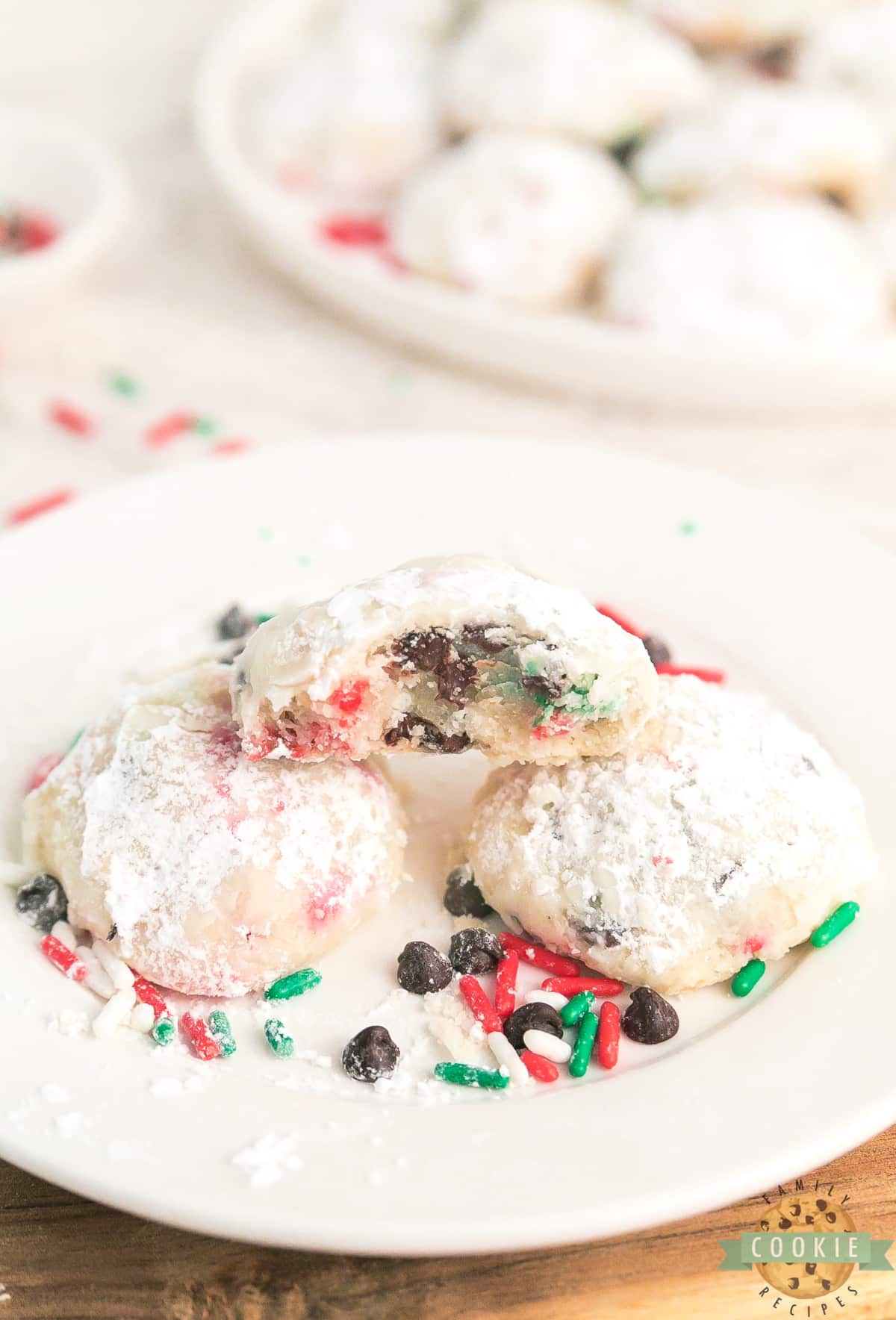 Cookies made with sprinkles and mini chocolate chips. 