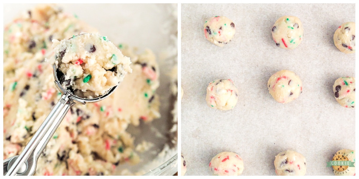 Scoop cookie dough onto baking sheet.