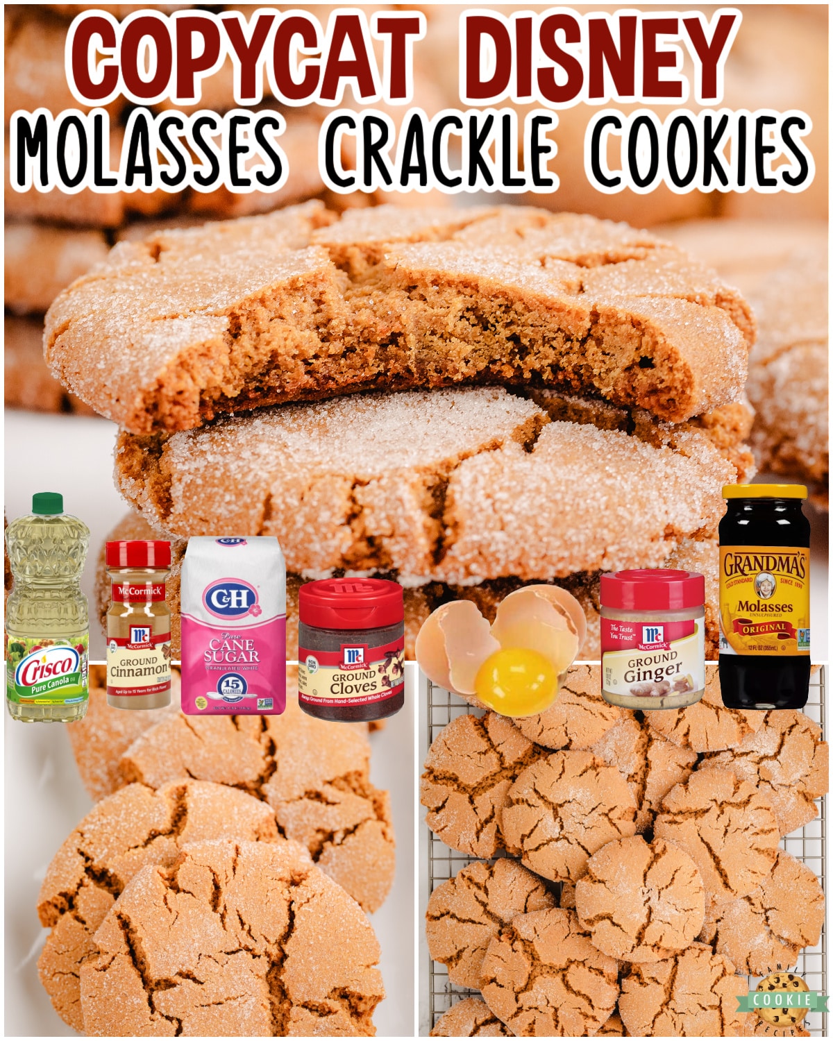 Molasses Crackle Cookies just like the ones at Disney's Wilderness Resort! Chewy cookies with delightful molasses ginger flavor that are perfect for the holiday season!