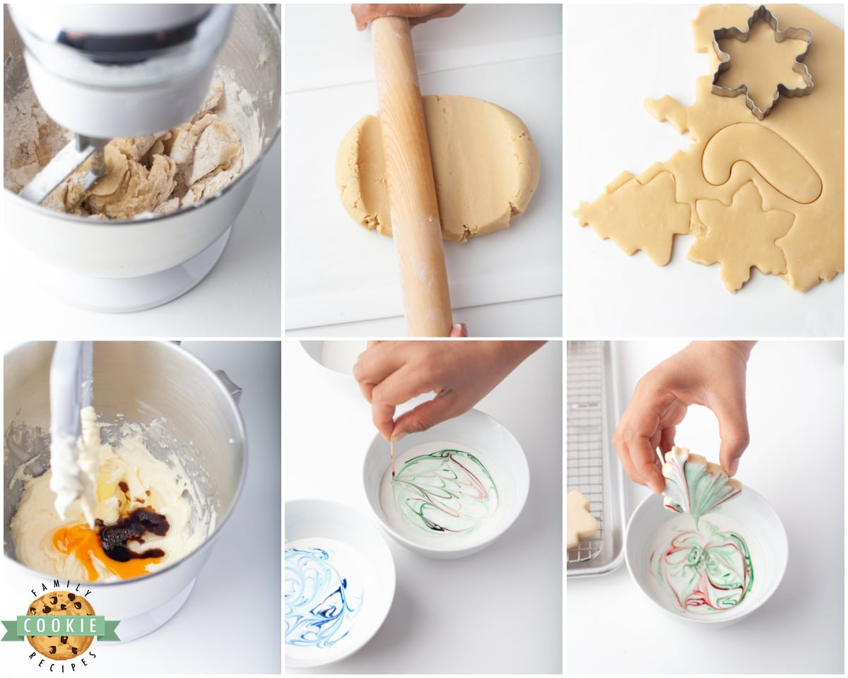 how to make marbled Christmas cookies