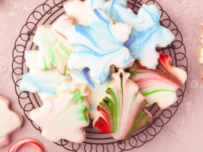 plate of marbled Christmas cookies