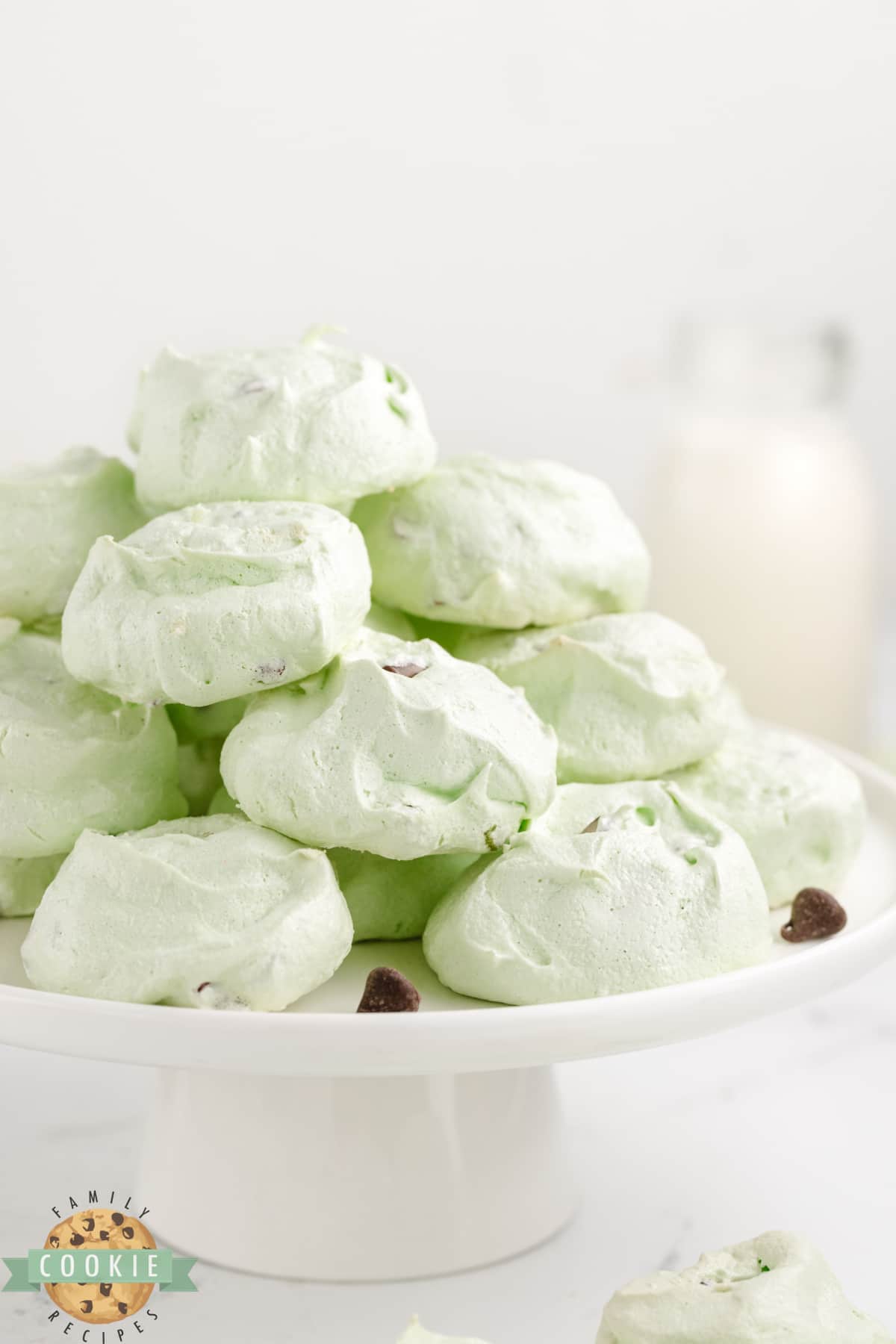 Mint chocolate chip meringue cookies.