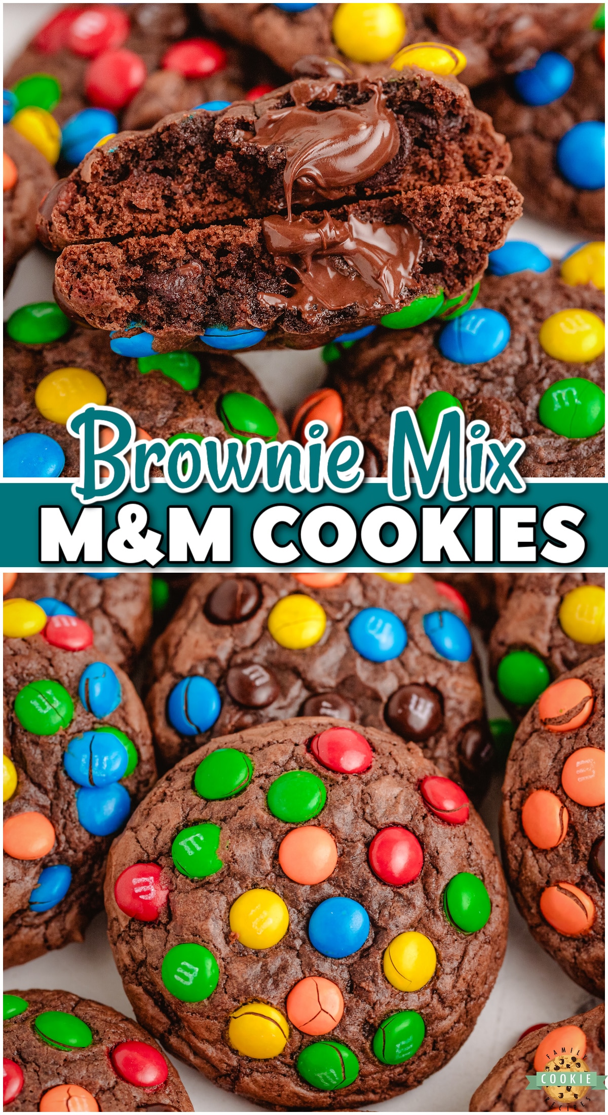 Simple recipe for Brownie Mix M&M Cookies that comes together fast for chewy, chocolaty cookies with M&M candies! These triple chocolate cookies are the perfect indulgence for anyone with a sweet tooth!