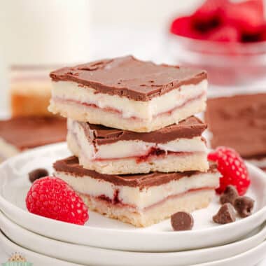 raspberry chocolate bars in a stack