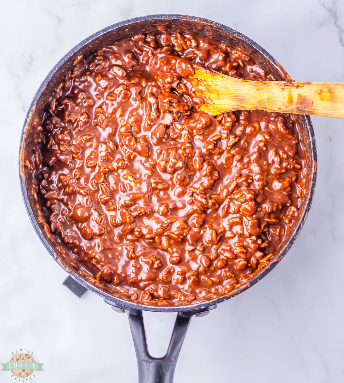 stirring star crunch cookies in a pot