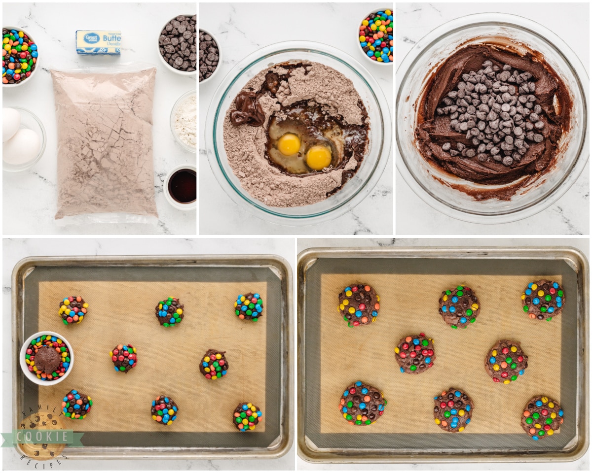 how to make brownie mix M&M cookies