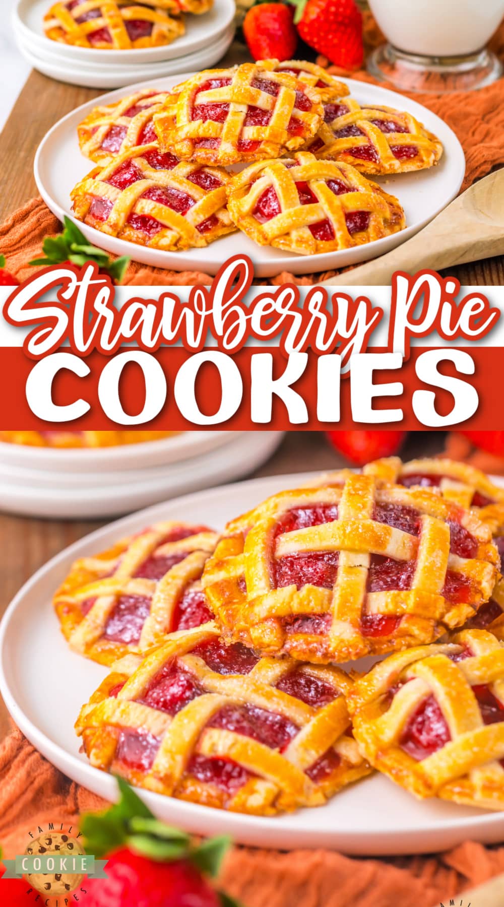 Strawberry Pie Cookies are mini strawberry pies made with only 4 ingredients, including strawberry pie filling and pre-made pie crust. These delicious cookies are so fun and easy to make! 