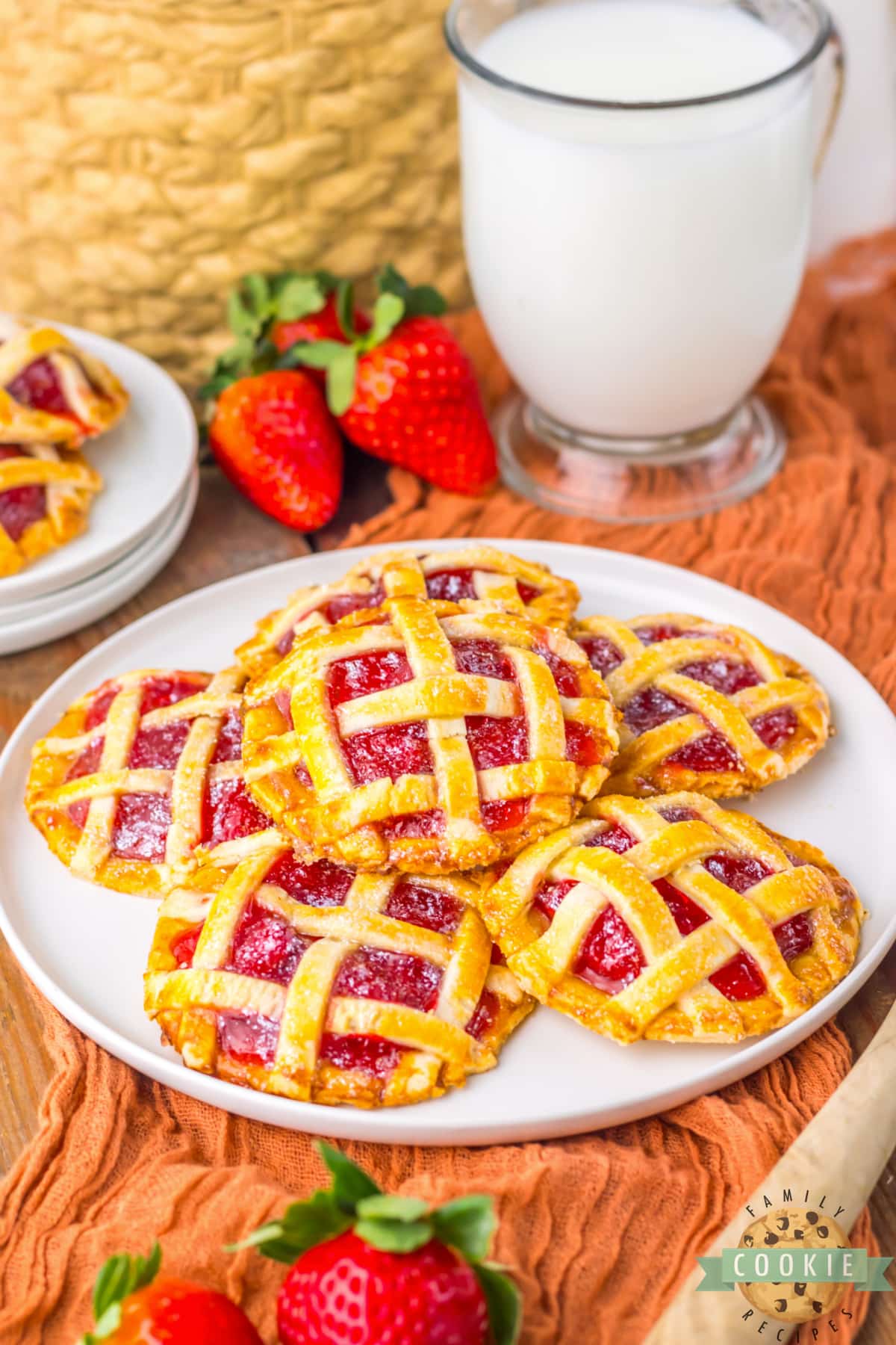 Easy cookies made with strawberry pie filling and pie crusts. 