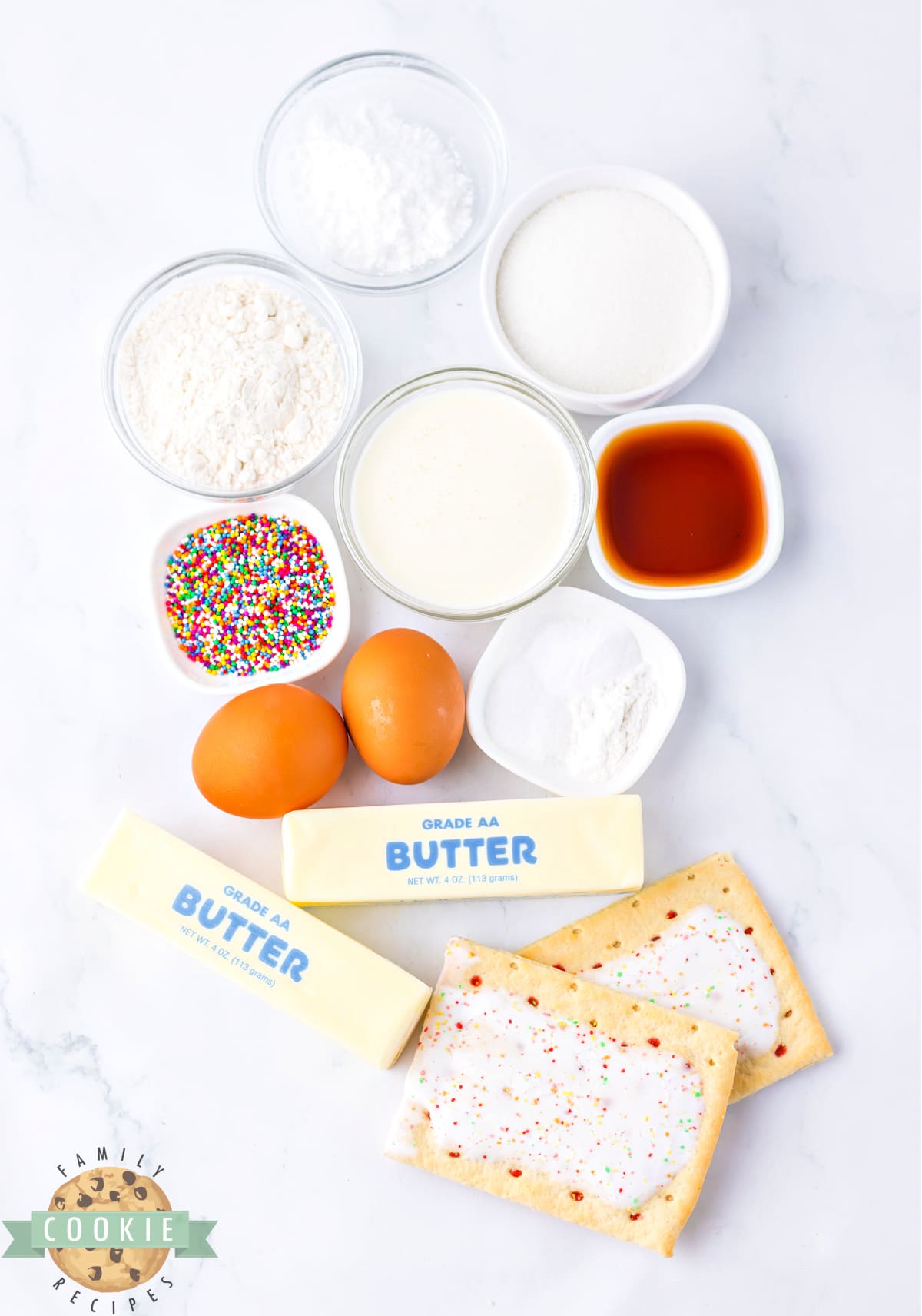 Ingredients in Strawberry Pop-Tart Cookies.