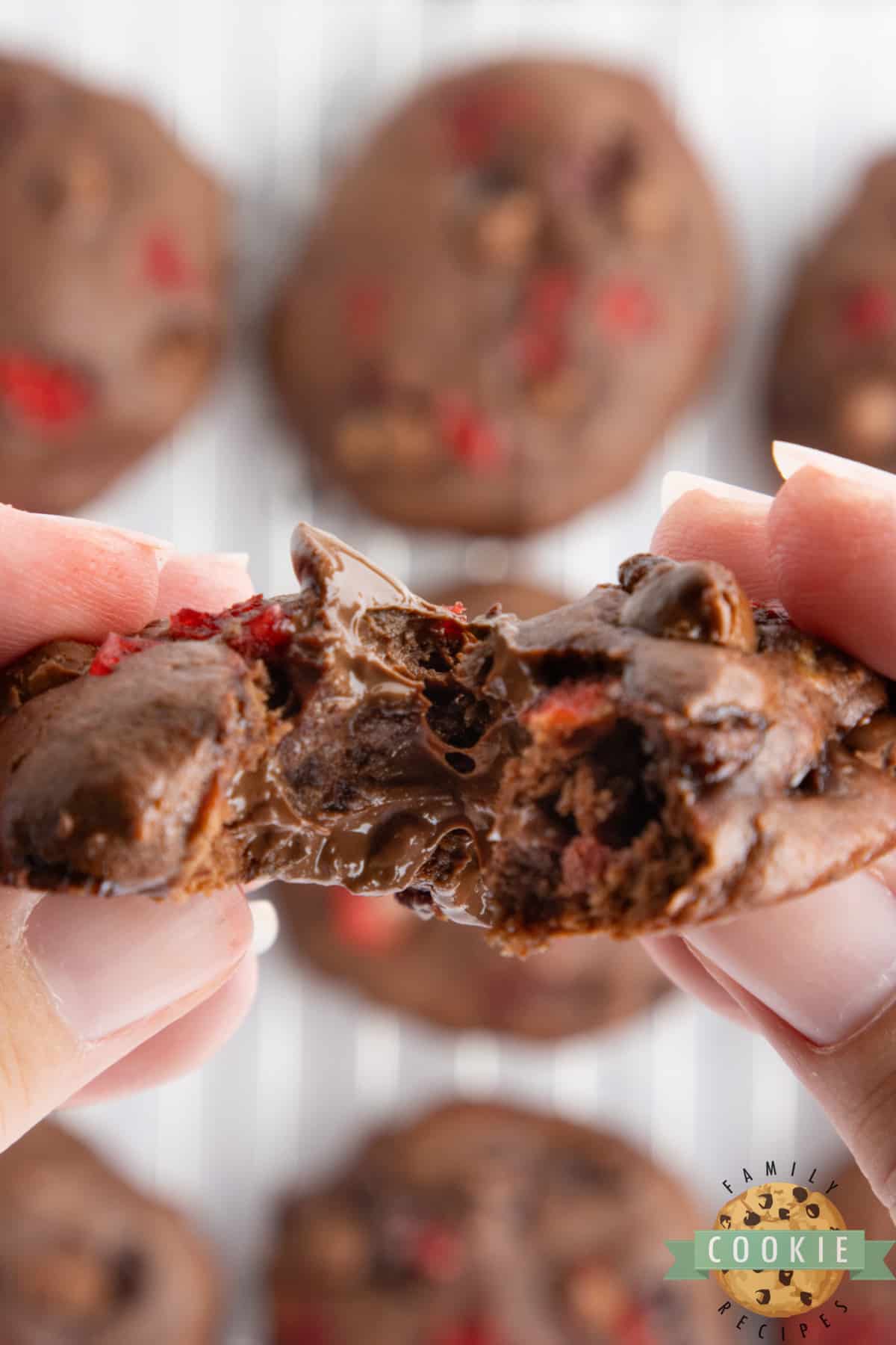 Center of a Chocolate Banana Split Cookie.