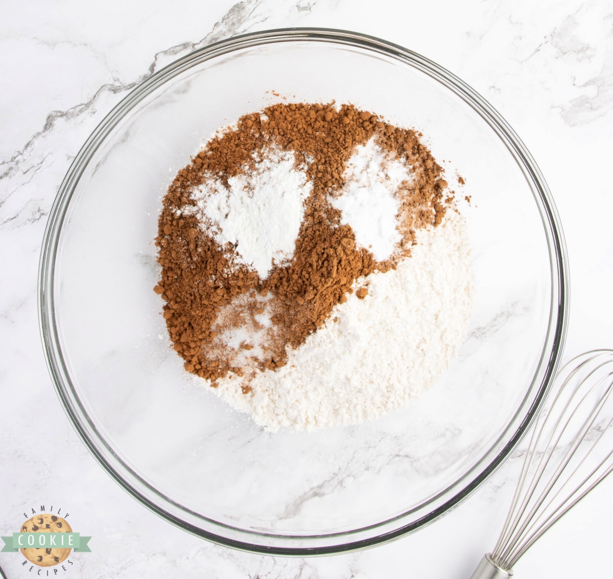 Dry ingredients for chocolate cookies.