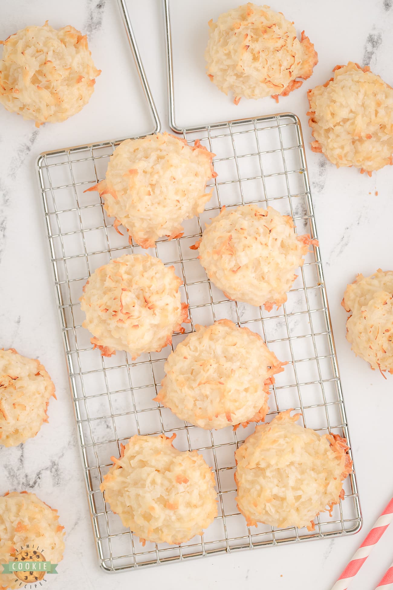 coconut macaroons on a cooling rack