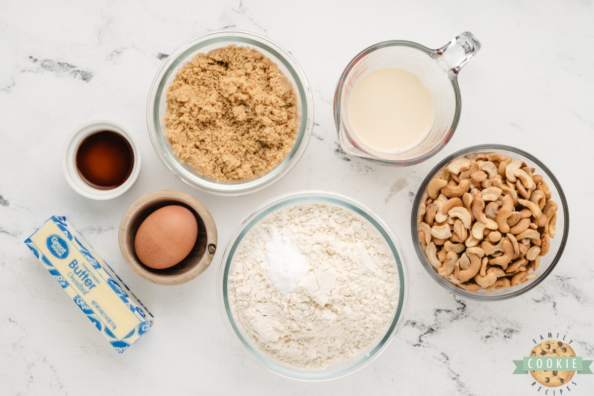 Ingredients in Cashew Cookies.