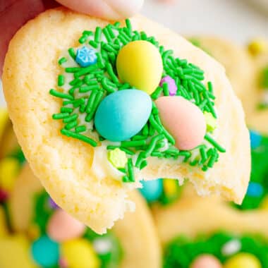 Easter Sugar Cookies with a bite taken out