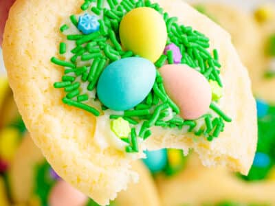 Easter Sugar Cookies with a bite taken out