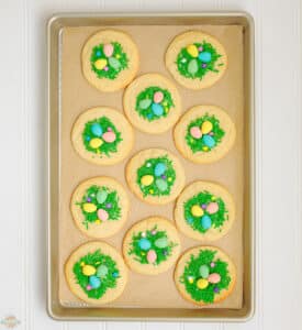 Easter sugar cookies on a baking sheet