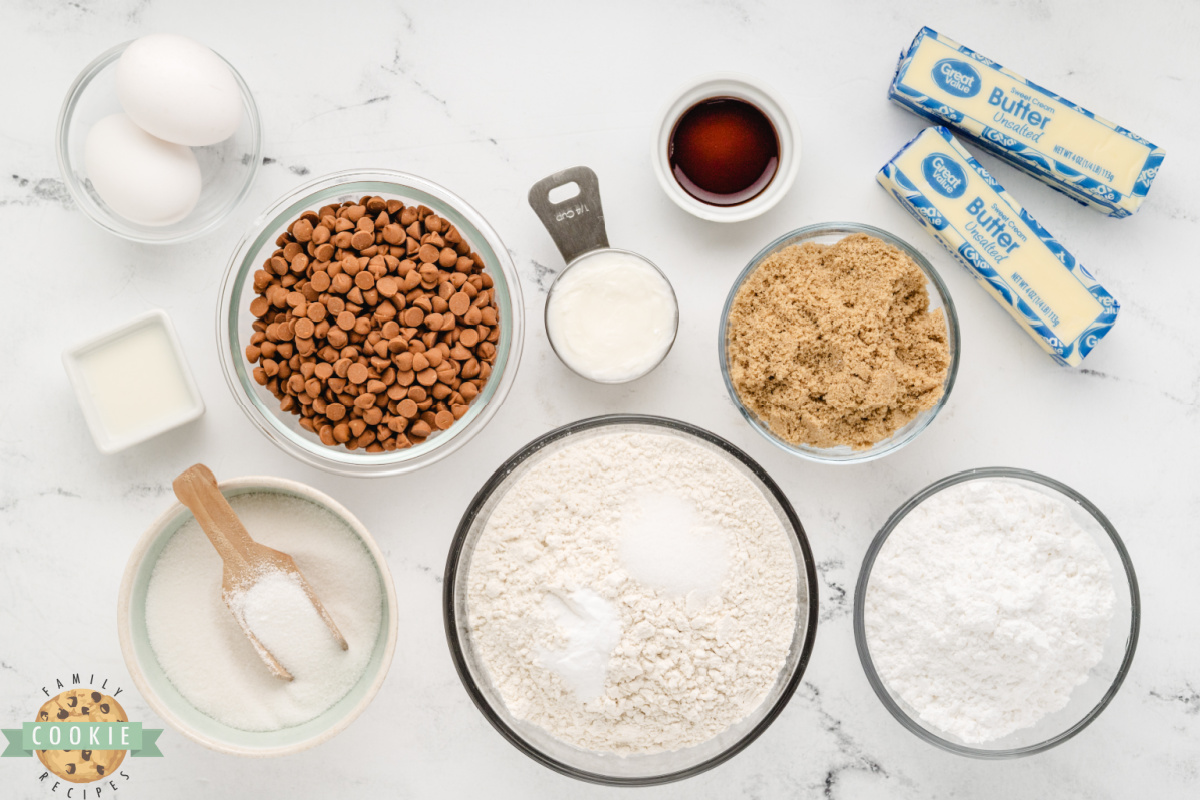 Ingredients in Iced Cinnamon Chip Cookies.