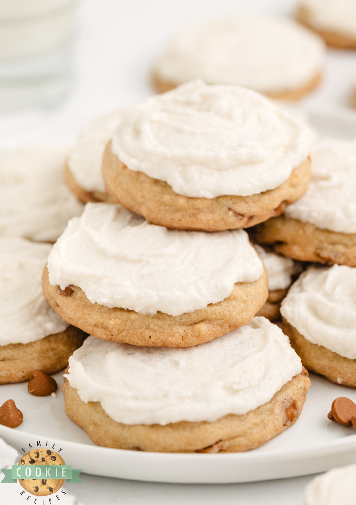 Iced Cinnamon Chip Cookies are soft, chewy, and full of warm spice—finished with a creamy vanilla frosting for the perfect sweet treat.