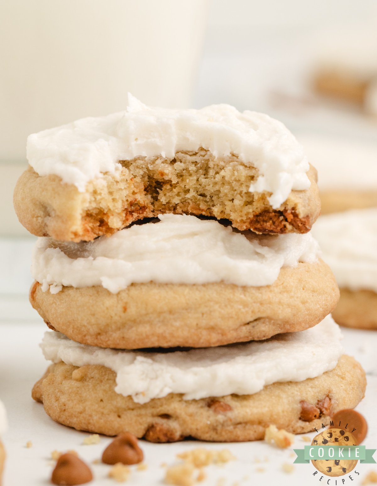 Iced Cinnamon Chip Cookies are soft, chewy, and full of warm spice—finished with a creamy vanilla frosting for the perfect sweet treat.