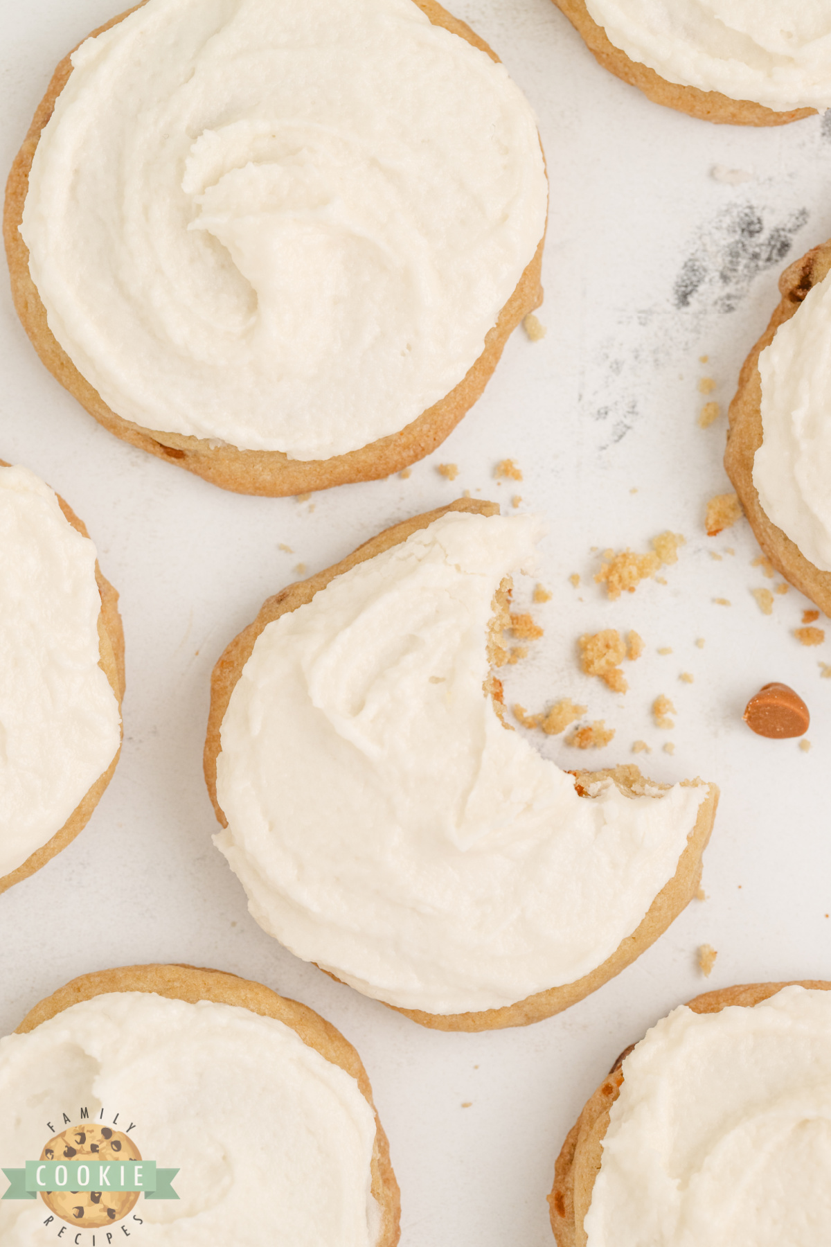 Soft and chewy cinnamon cookie with buttercream frosting.