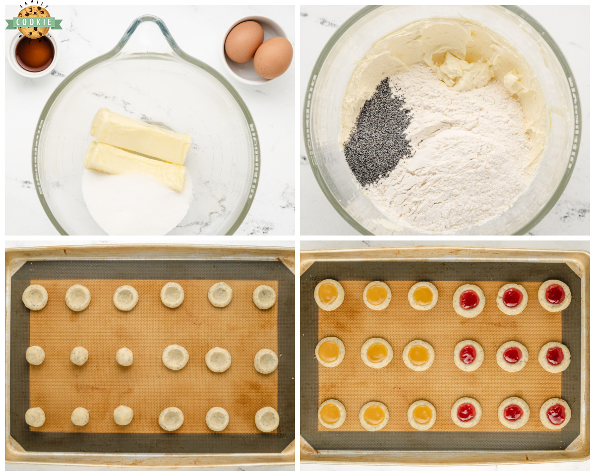 how to make thumbprint cookies with poppy seeds in the dough
