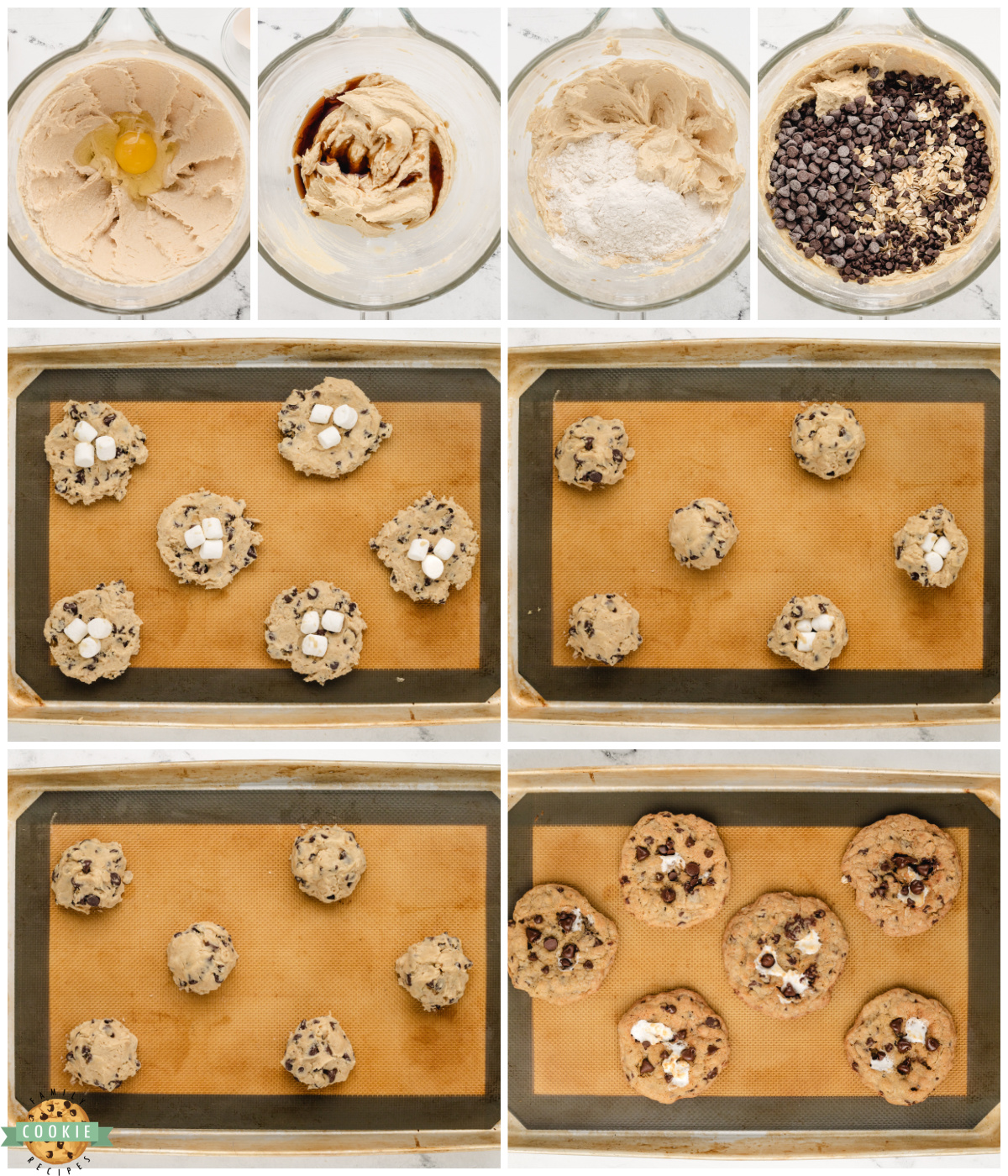 steps for making oatmeal marshmallow chocolate chip cookies