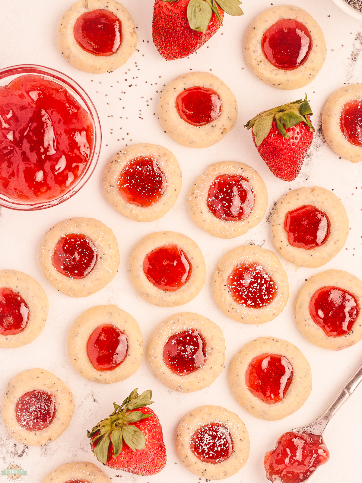 poppy seed cookies with strawberry jam