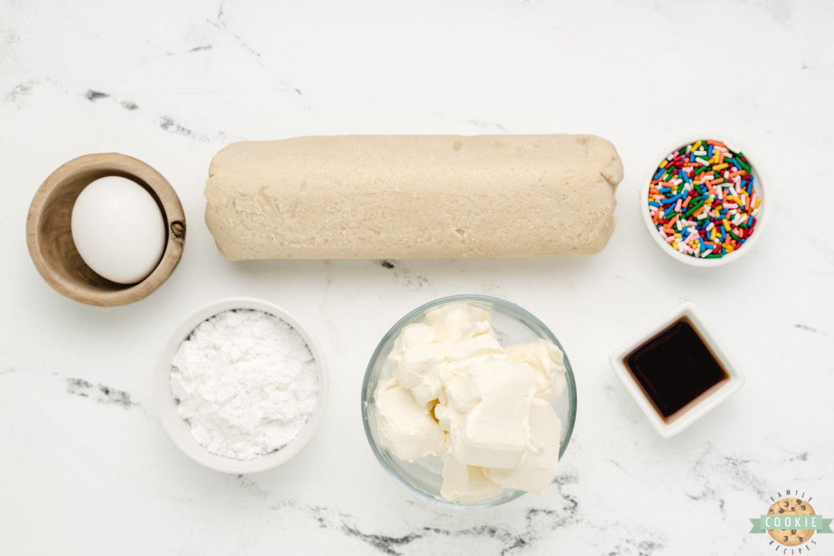 Ingredients in Cheesecake Sugar Cookie Bars.