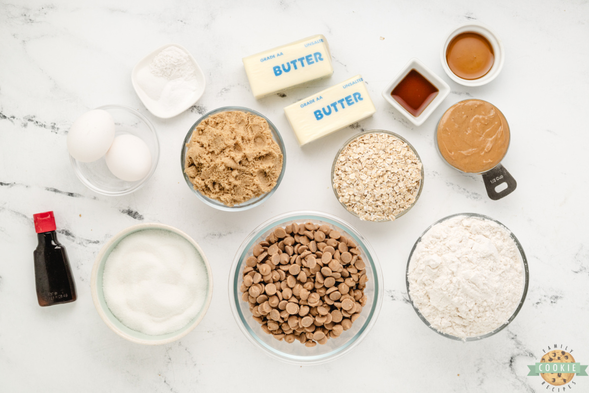 Ingredients in Crunchy Peanut Butter Cookies.