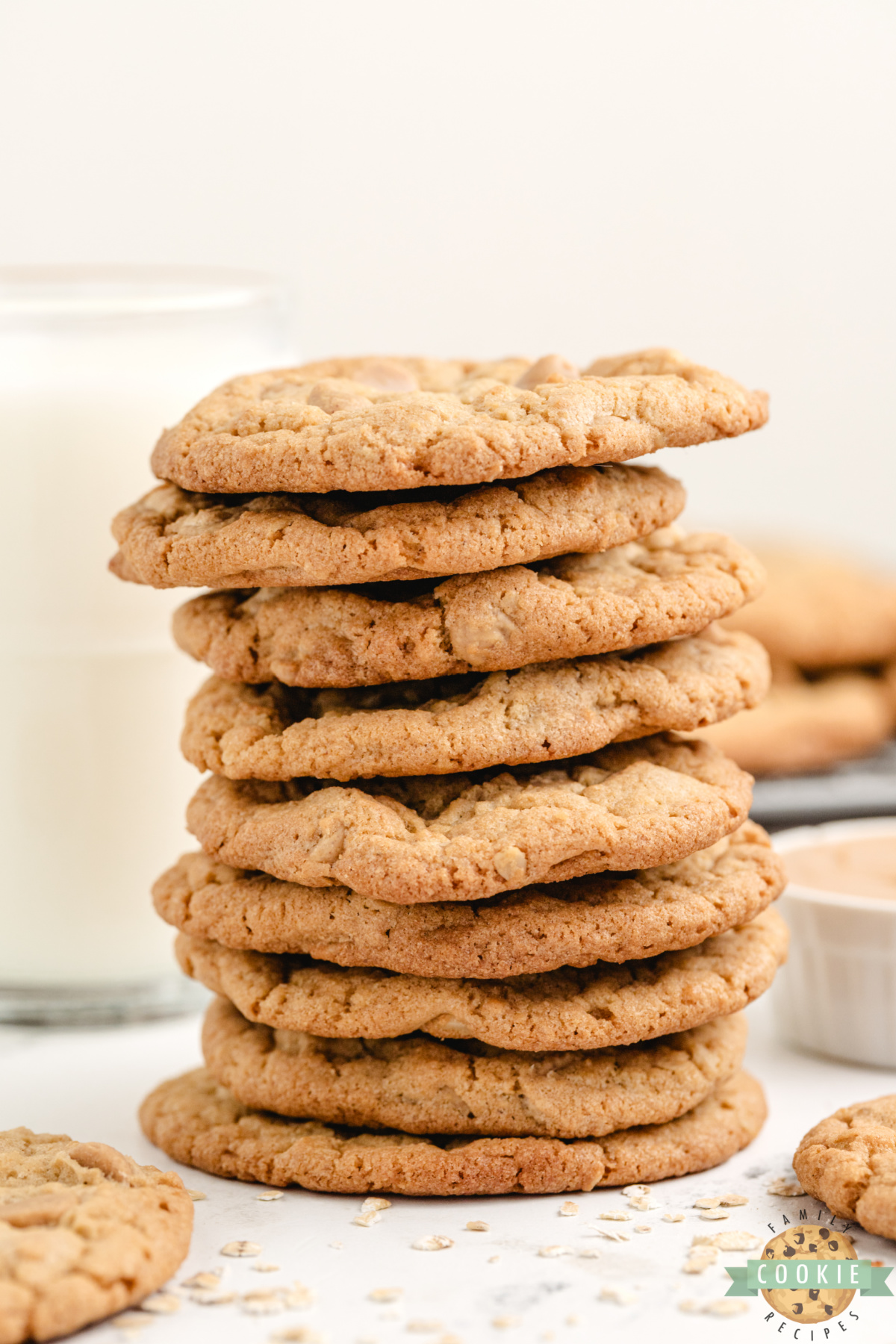 Stack of Crunchy Peanut Butter Cookies.