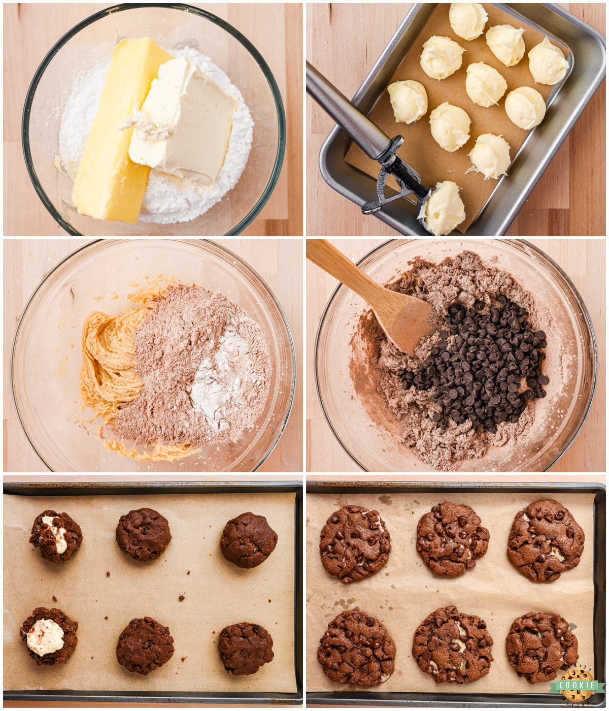 making cream cheese and chocolate cookies