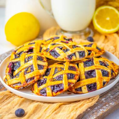 plate of lemon blueberry pie cookies