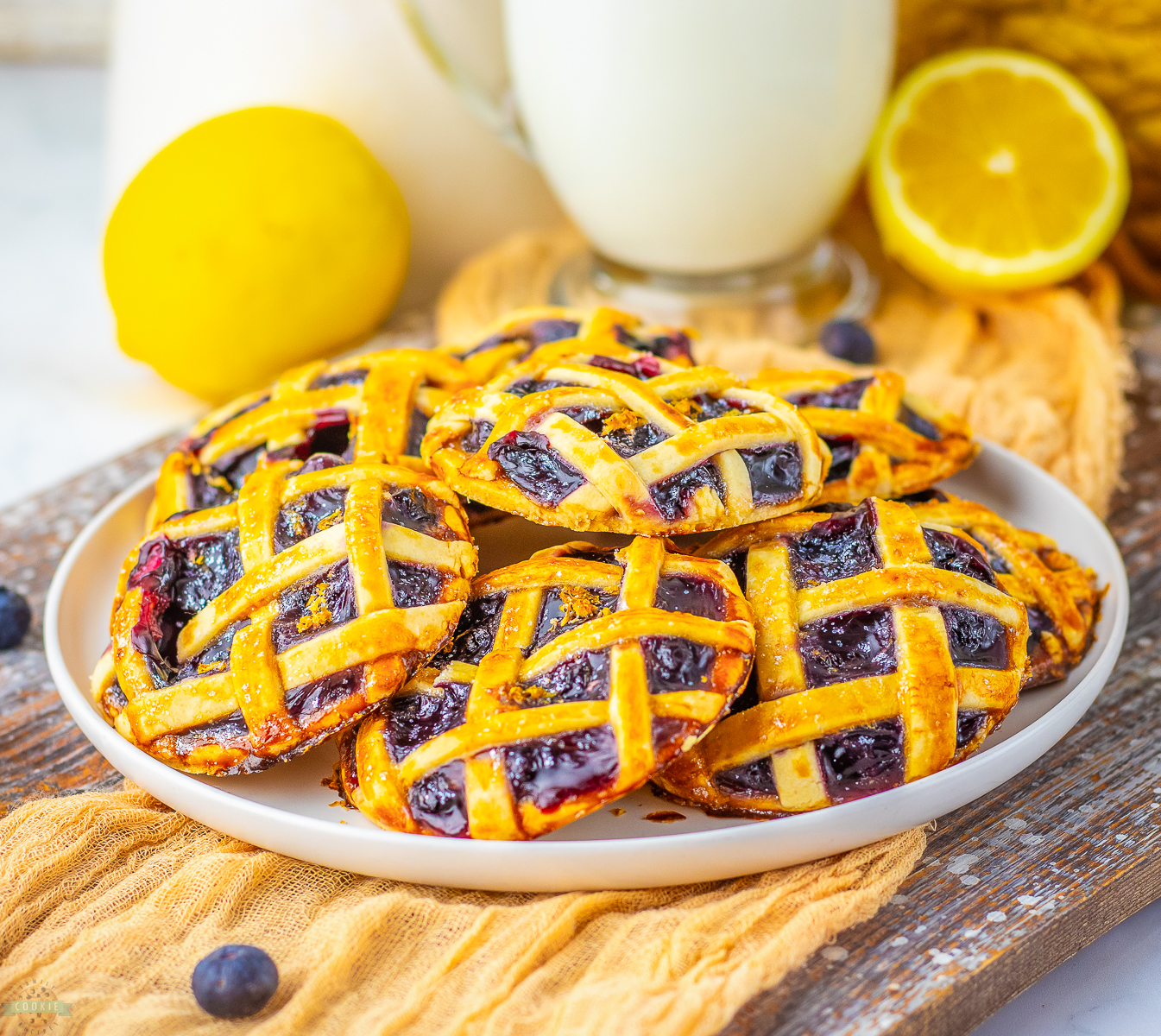 plate of lemon blueberry pie cookies