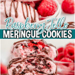 Raspberry Meringues made easy with Jell-O, egg whites, sugar, chocolate chips & pecans! Light & airy raspberry cookies with lovely flavor.
