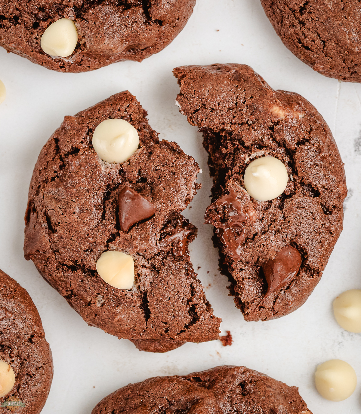 chocolate cookie made with sour cream cut in half