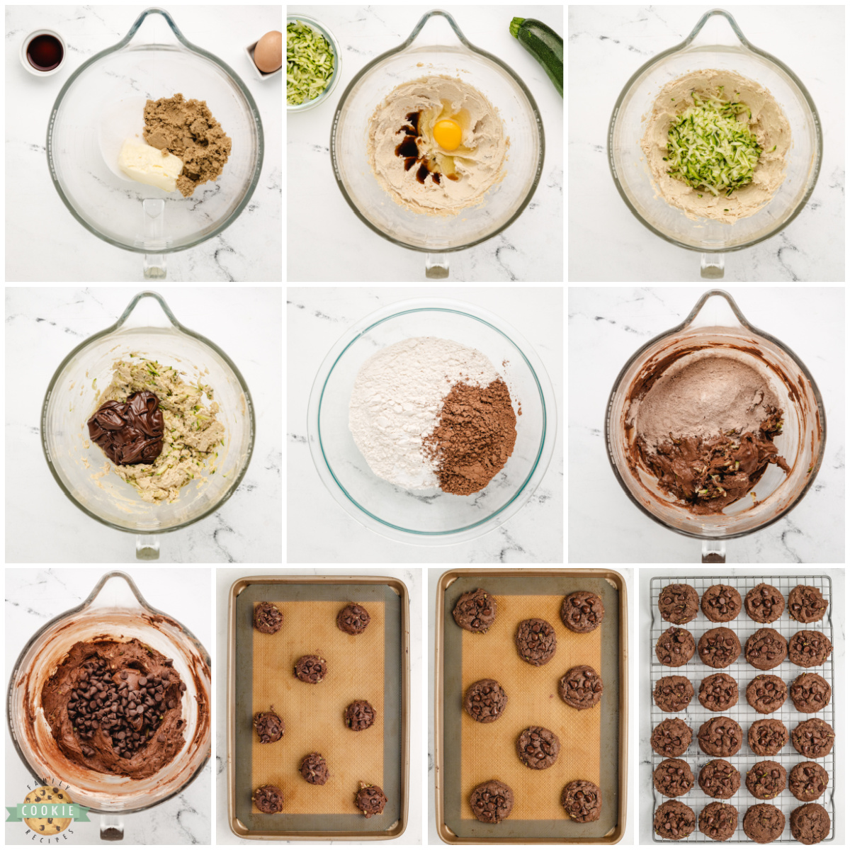 Step by step instructions on how to make Chocolate Zucchini Cookies.