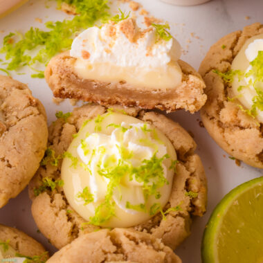 key lime cookies with creamy key lime filling on top
