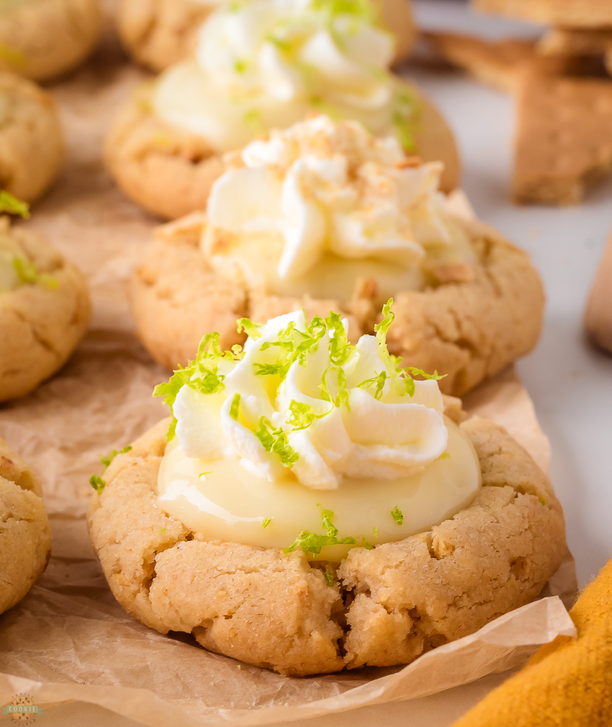 key lime cookies with whipped cream and lime filling
