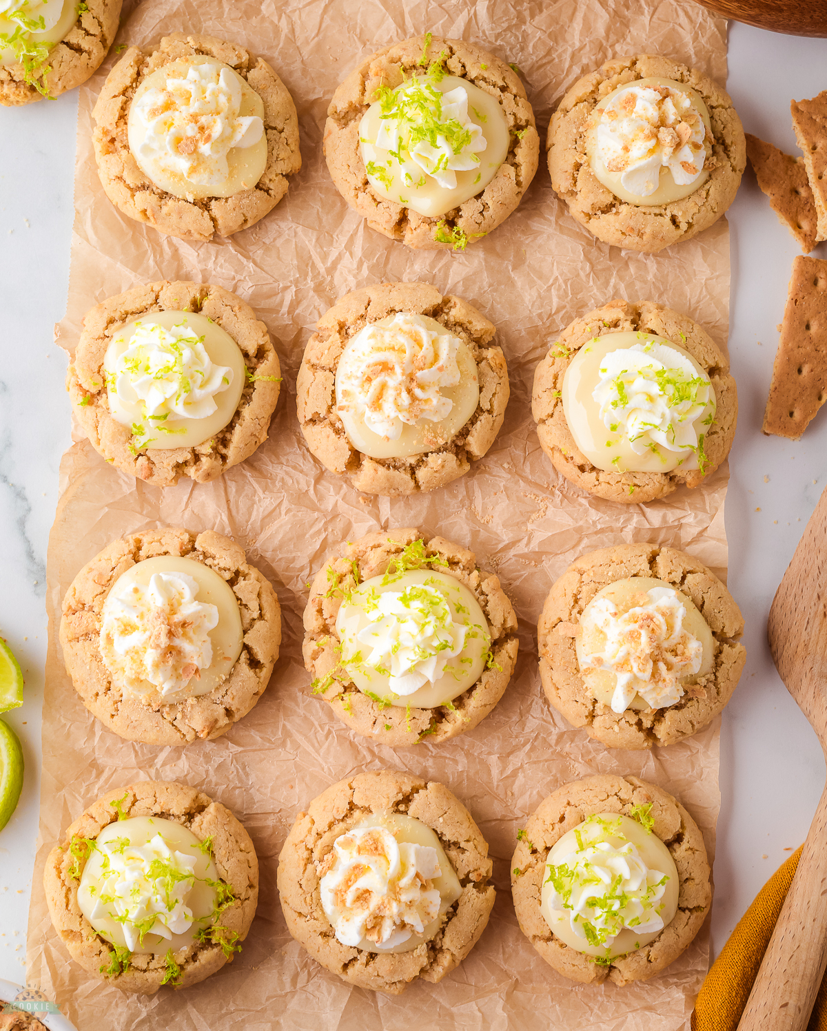 tray of 12 fancy bakery style key lime cookies