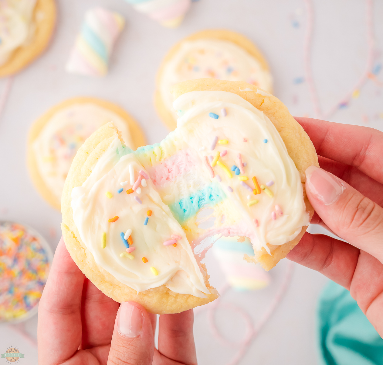 magical rainbow marshmallow cookies