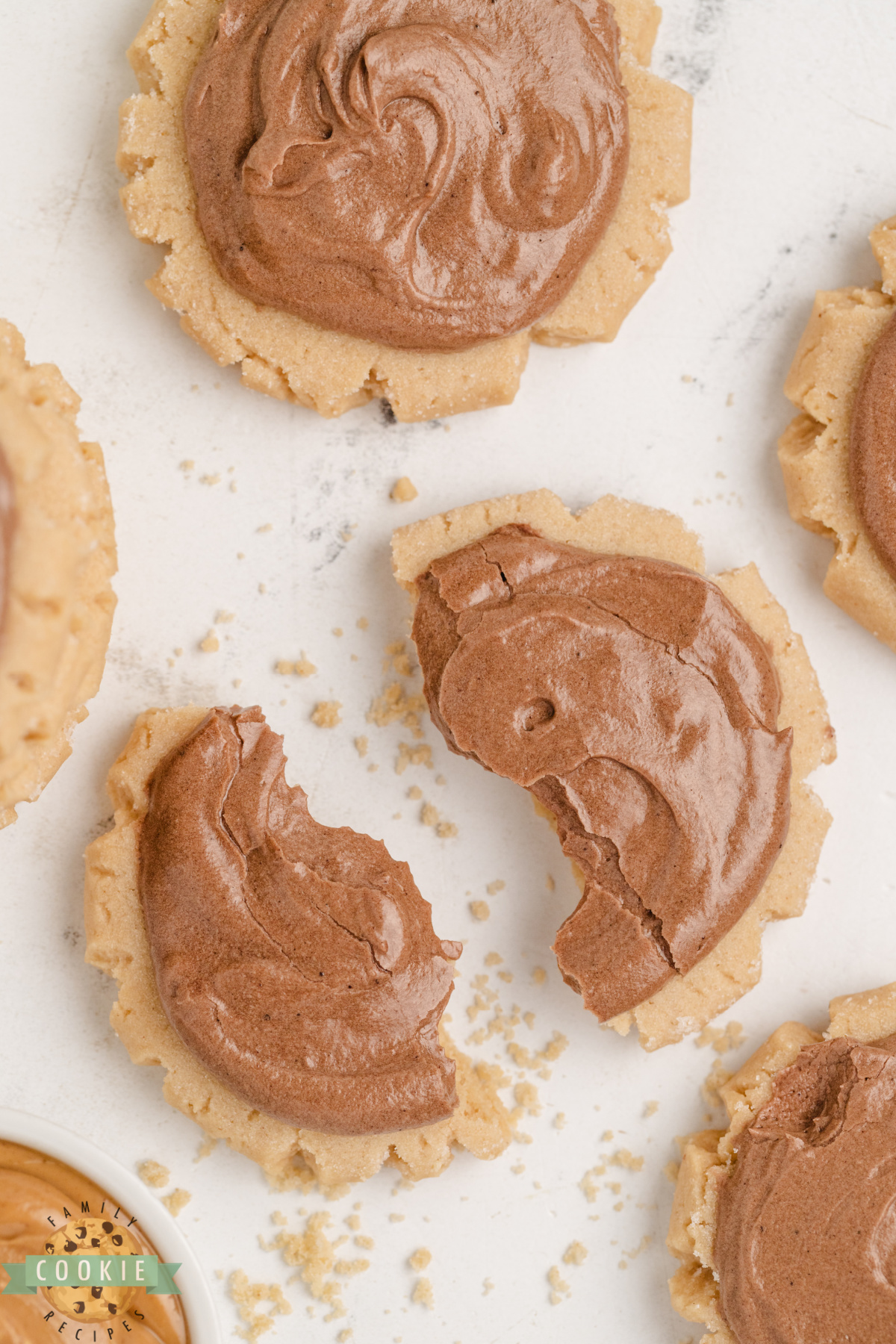 Peanut Butter Sugar Cookies are soft, thick, and topped with rich chocolate frosting. Easy to make, big batch friendly, and freezer safe!