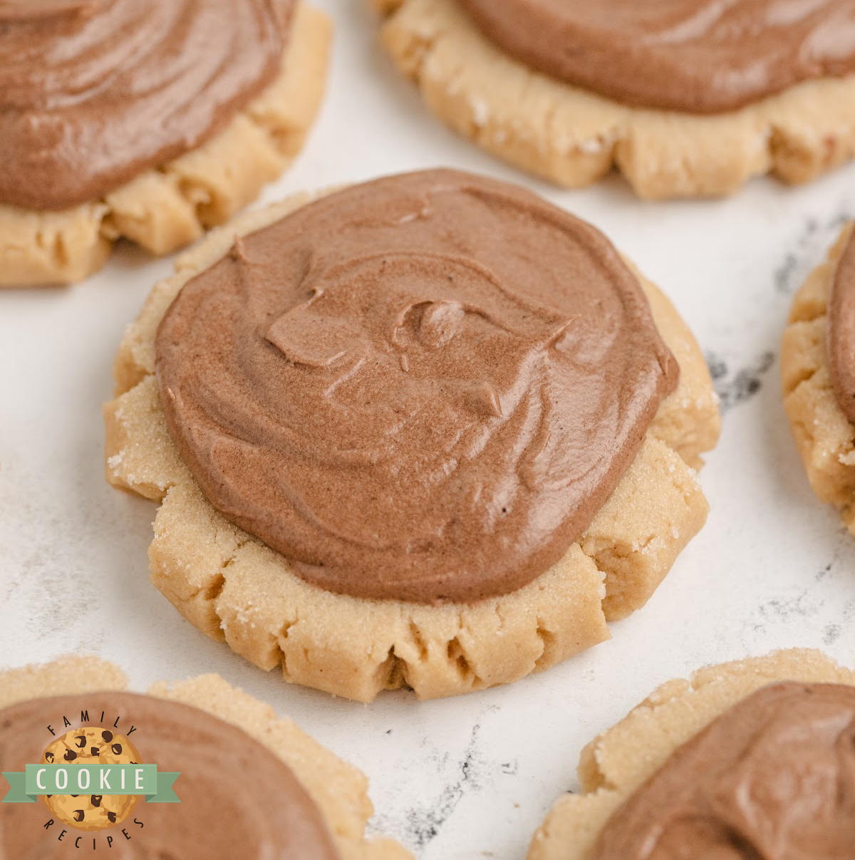 Peanut Butter Sugar Cookies are soft, thick, and topped with rich chocolate frosting. Easy to make, big batch friendly, and freezer safe!