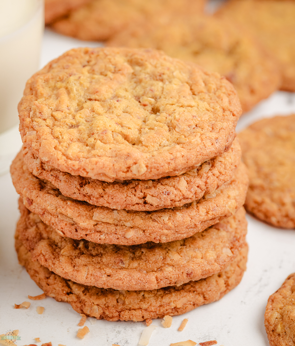 stack of toasted coconut cookies