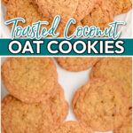 Toasted Coconut Cookies made with butter, brown sugar, eggs, oats & loaded with flavor from toasted coconut and walnuts! Nutty, buttery chewy cookies that are crowd pleasers!