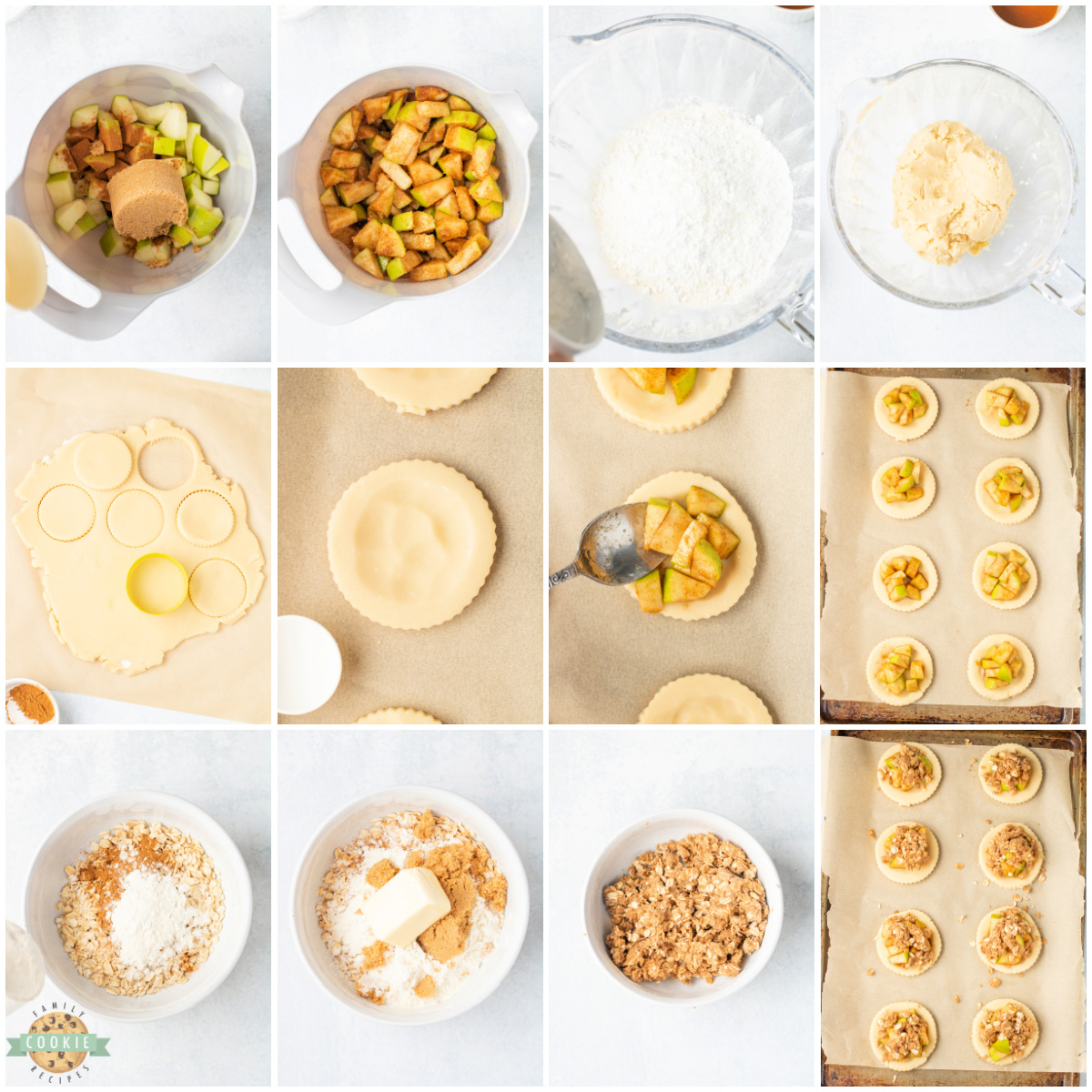 Step by step instructions on how to make Apple Crumble Cookies.